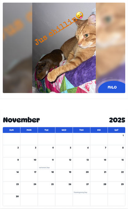 July 2025 - June 2026 Milo - Pawidols Pet Calendar