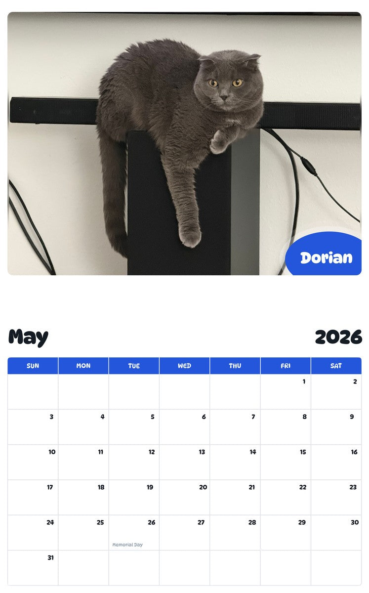 2026 - 2027 Dorian - Pawidols Pet Calendar