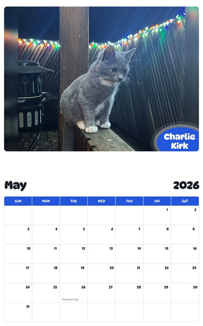 2026 - 2027 Charlie Kirk - Pawidols Pet Calendar