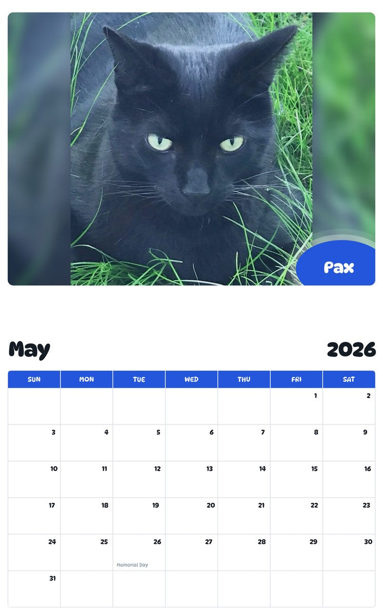 2026 - 2027 Pax - Pawidols Pet Calendar