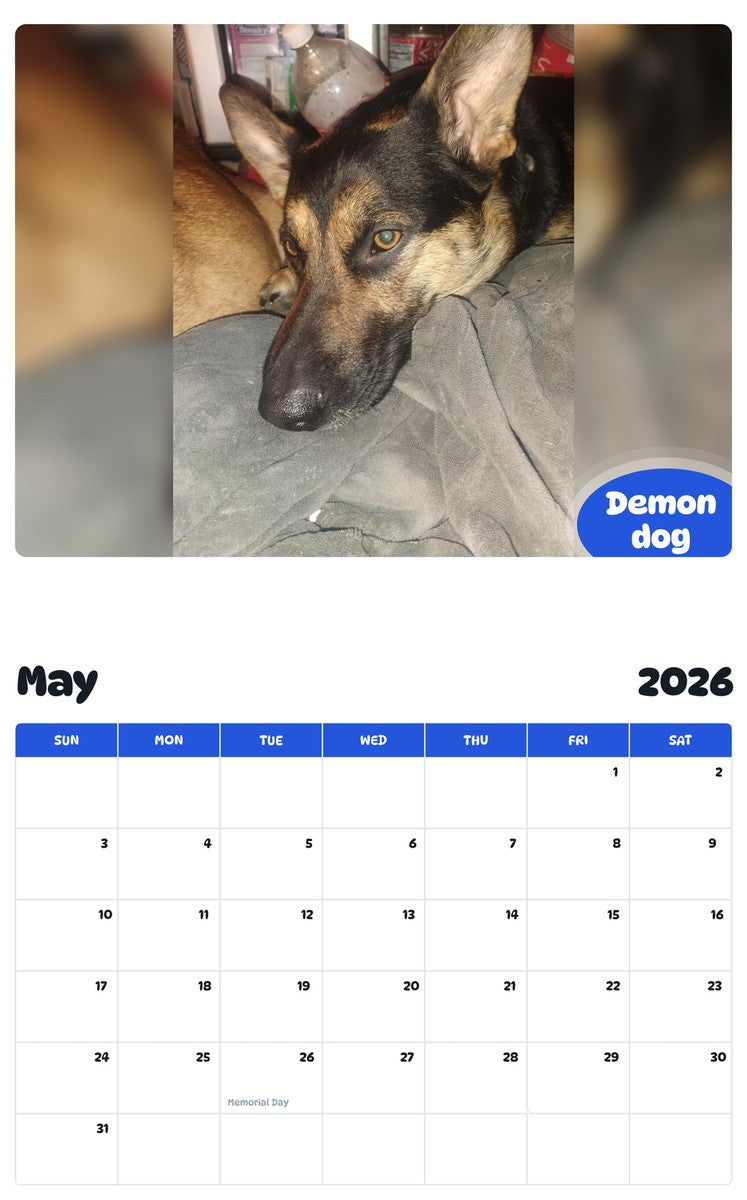 2026 - 2027 Demon dog - Pawidols Pet Calendar
