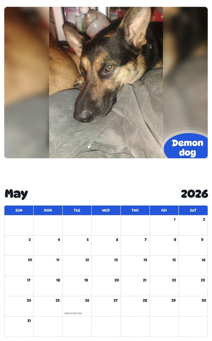2026 - 2027 Demon dog - Pawidols Pet Calendar