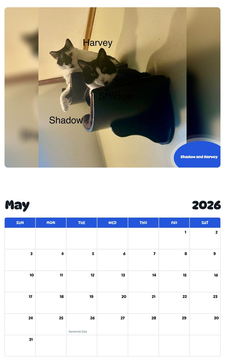 2026 - 2027 Shadow and Harvey - Pawidols Pet Calendar