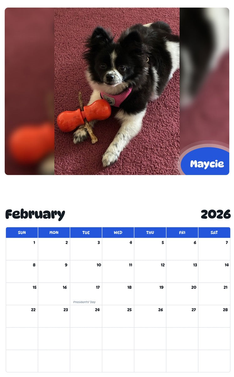 October 2025 - September 2026 Maycie - Pawidols Pet Calendar
