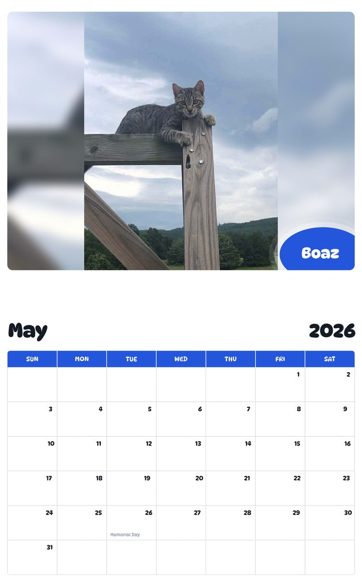 2026 - 2027 Boaz - Pawidols Pet Calendar