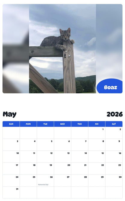 2026 - 2027 Boaz - Pawidols Pet Calendar
