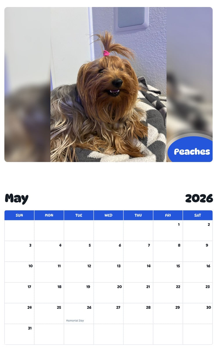 2026 - 2027 Peaches - Pawidols Pet Calendar