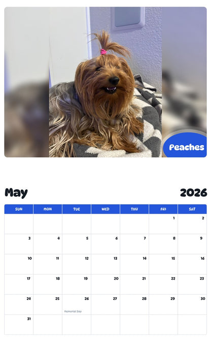 2026 - 2027 Peaches - Pawidols Pet Calendar
