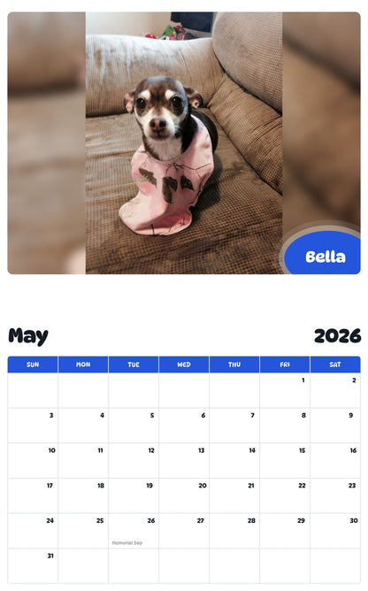 2026 - 2027 Bella - Pawidols Pet Calendar