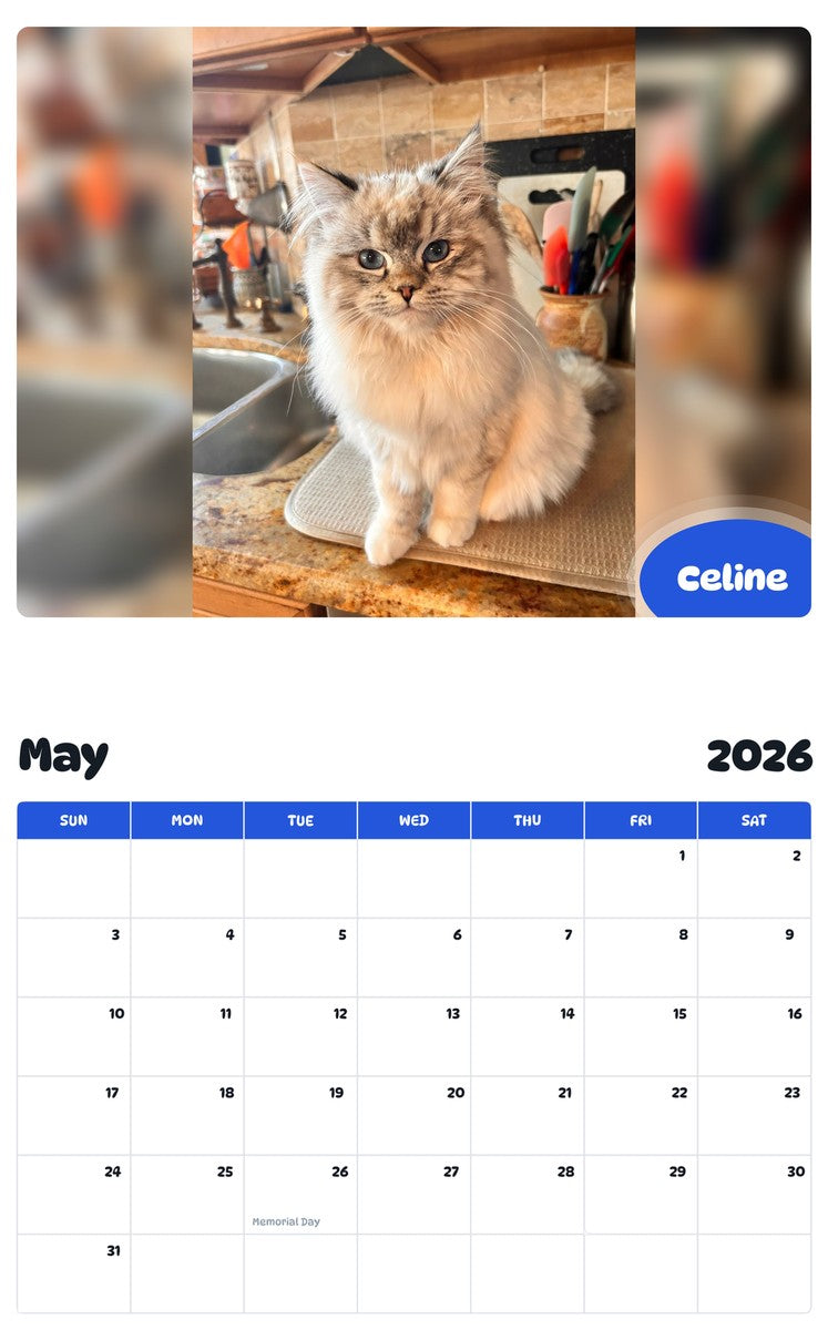 2026 - 2027 Celine - Pawidols Pet Calendar