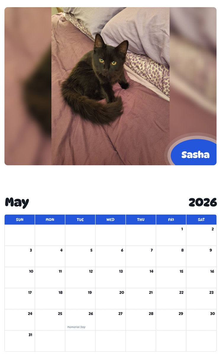 2026 - 2027 Sasha - Pawidols Pet Calendar