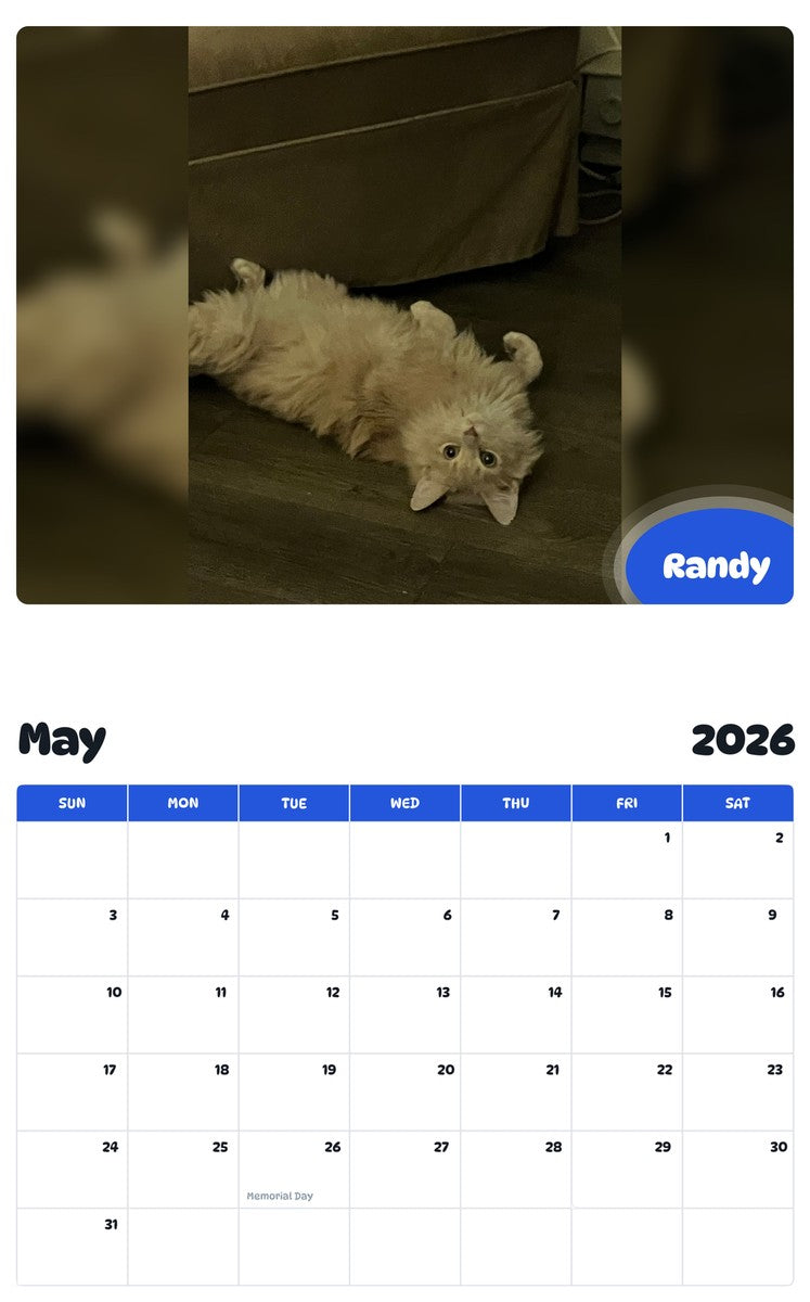 2026 - 2027 Randy - Pawidols Pet Calendar