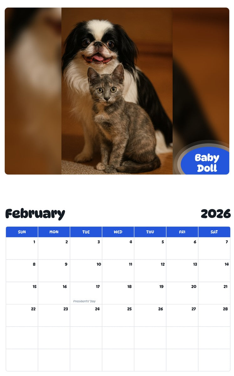 October 2025 - September 2026 Baby Doll - Pawidols Pet Calendar