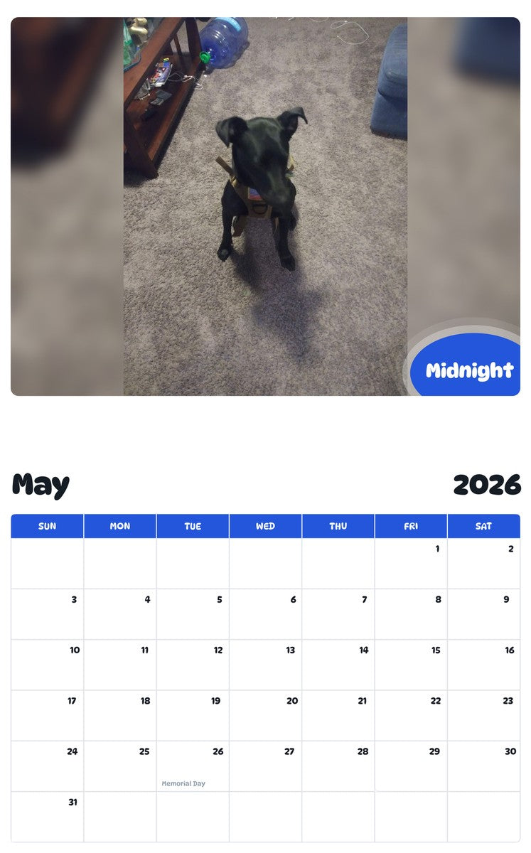 2026 - 2027 Midnight - Pawidols Pet Calendar