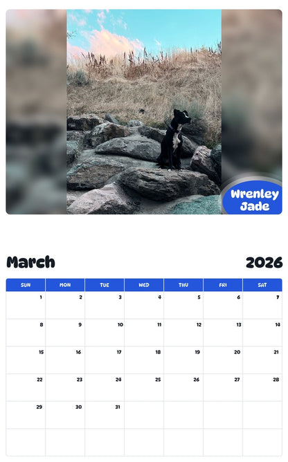 November 2025 - October 2026 Wrenley Jade - Pawidols Pet Calendar