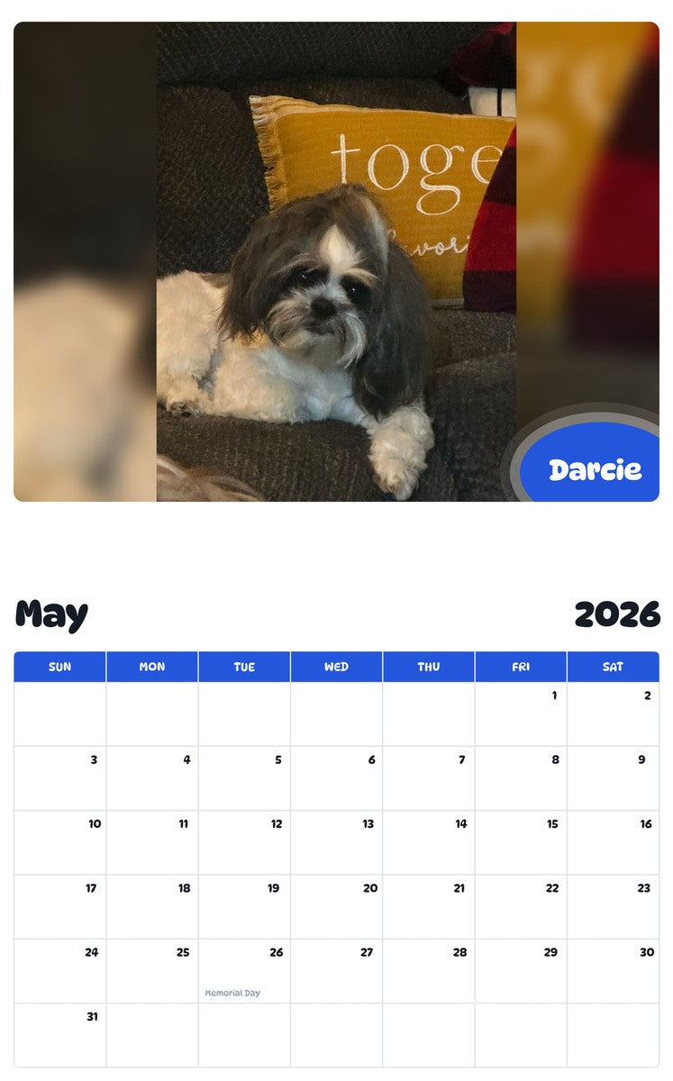 2026 - 2027 Darcie - Pawidols Pet Calendar