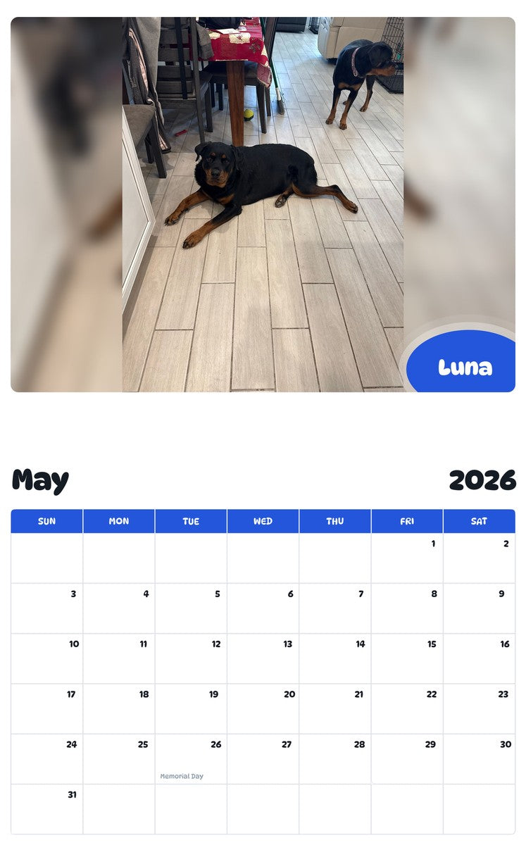 2026 - 2027 Luna - Pawidols Pet Calendar