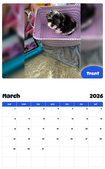 November 2025 - October 2026 Trent - Pawidols Pet Calendar