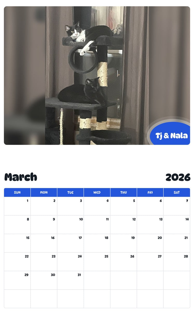 November 2025 - October 2026 Tj & Nala - Pawidols Pet Calendar