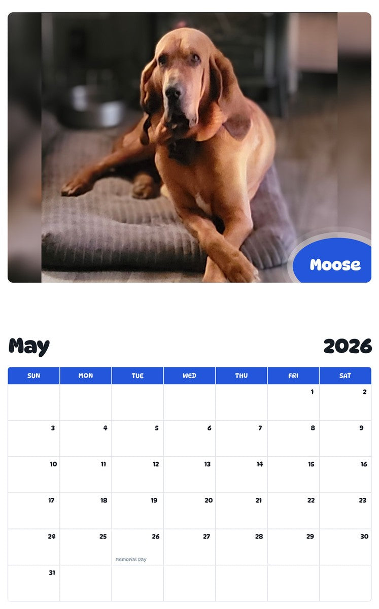 2026 - 2027 Moose - Pawidols Pet Calendar