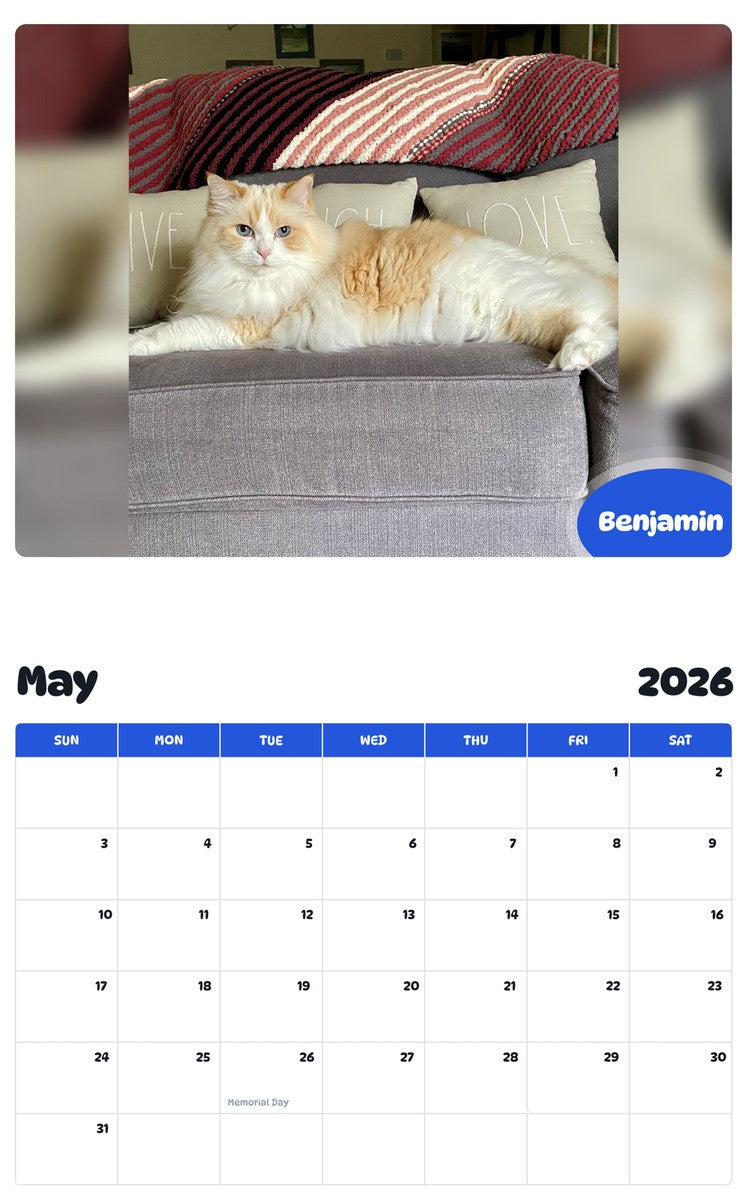 2026 - 2027 Benjamin - Pawidols Pet Calendar
