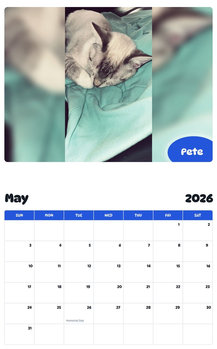 2026 - 2027 Pete - Pawidols Pet Calendar
