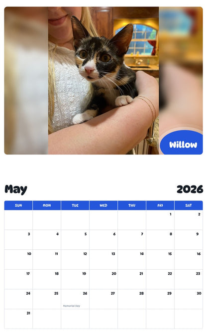 2026 - 2027 Willow - Pawidols Pet Calendar