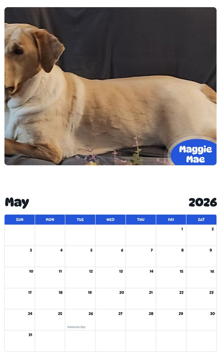 2026 - 2027 Maggie Mae - Pawidols Pet Calendar