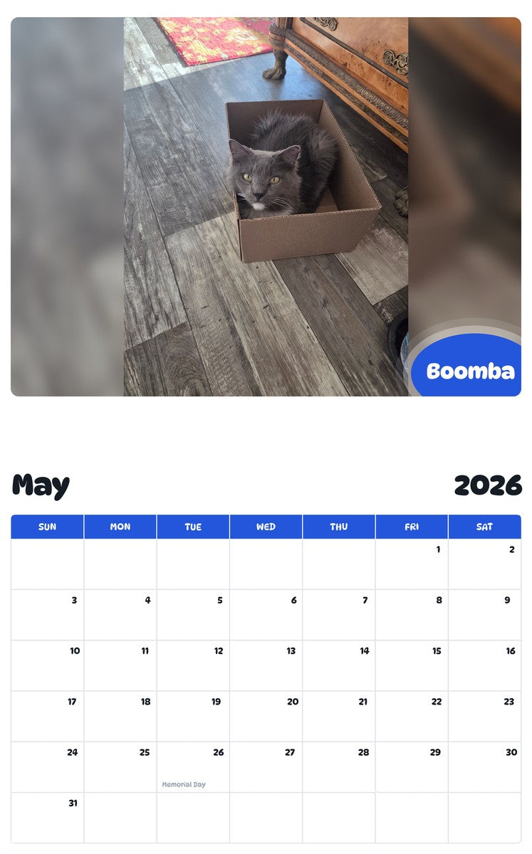 2026 - 2027 Boomba - Pawidols Pet Calendar