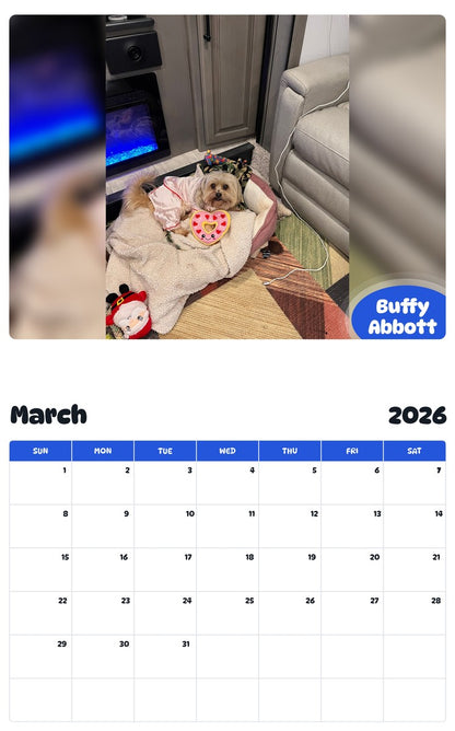 November 2025 - October 2026 Buffy Abbott - Pawidols Pet Calendar