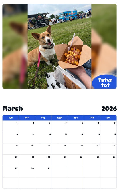 November 2025 - October 2026 Tater tot - Pawidols Pet Calendar