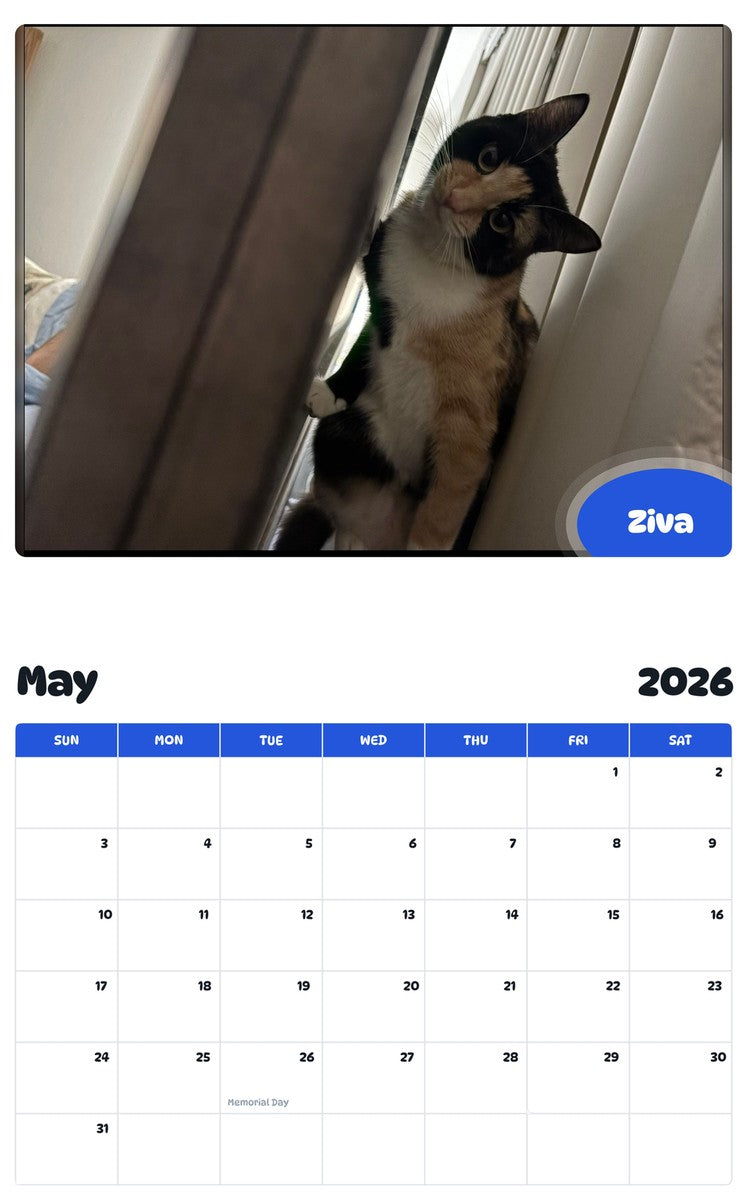 2026 - 2027 Ziva - Pawidols Pet Calendar