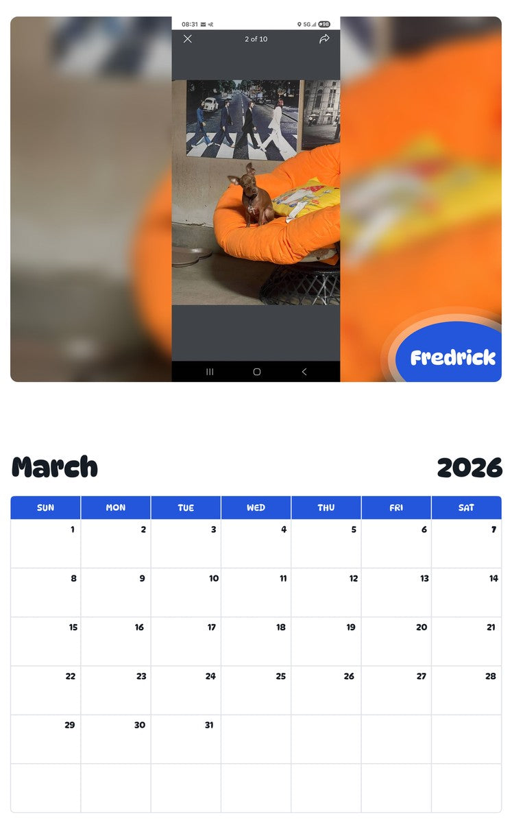 November 2025 - October 2026 Fredrick - Pawidols Pet Calendar