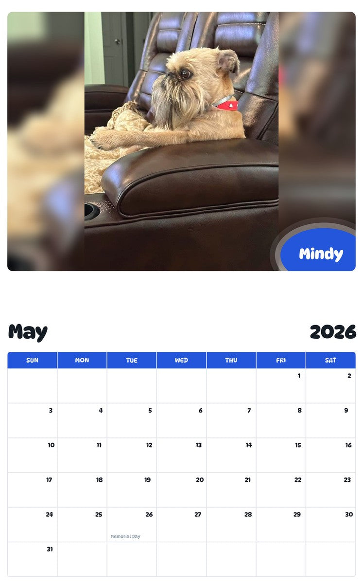 2026 - 2027 Mindy - Pawidols Pet Calendar