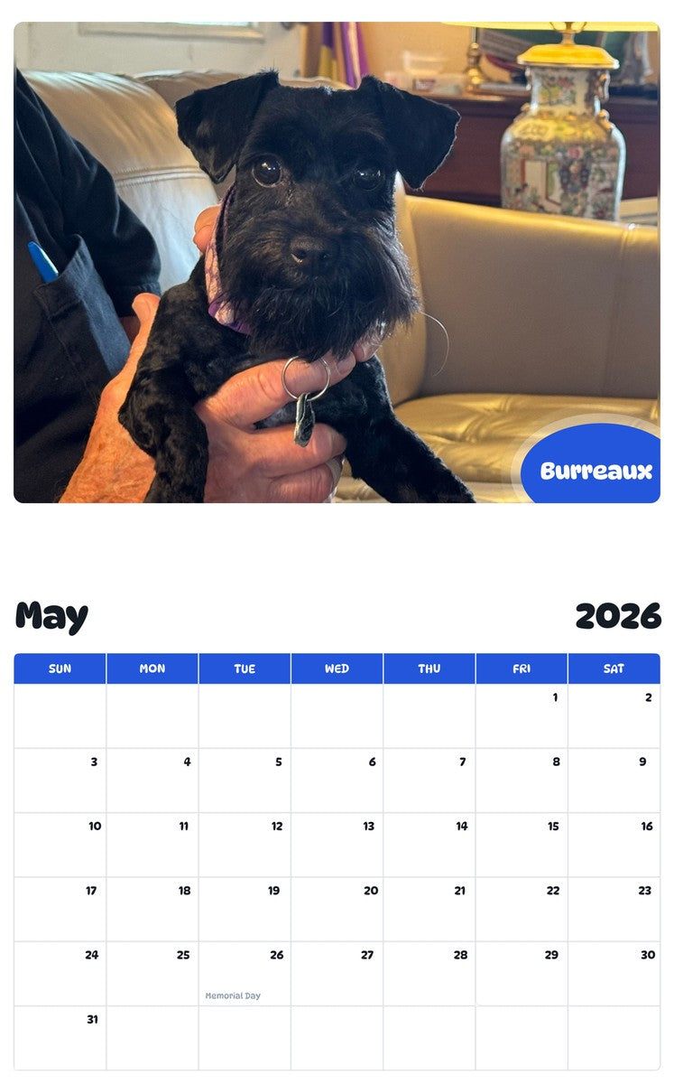 2026 - 2027 Burreaux - Pawidols Pet Calendar