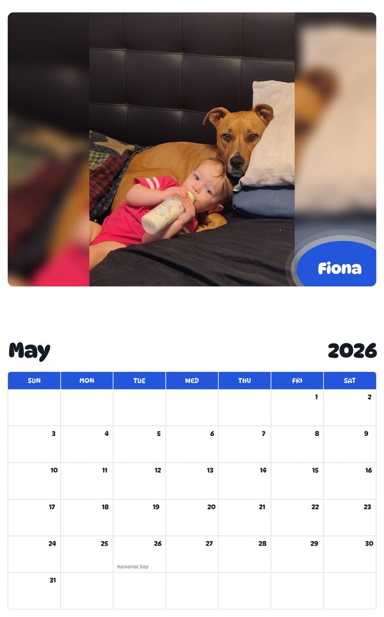 2026 - 2027 Fiona - Pawidols Pet Calendar