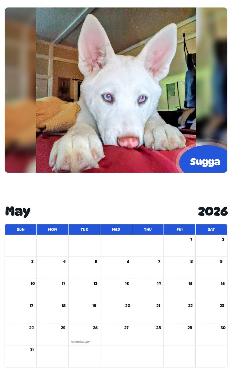 2026 - 2027 Sugga - Pawidols Pet Calendar