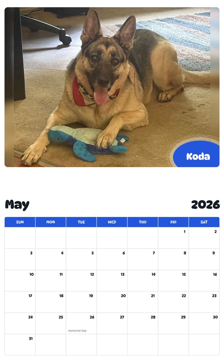 2026 - 2027 Koda - Pawidols Pet Calendar