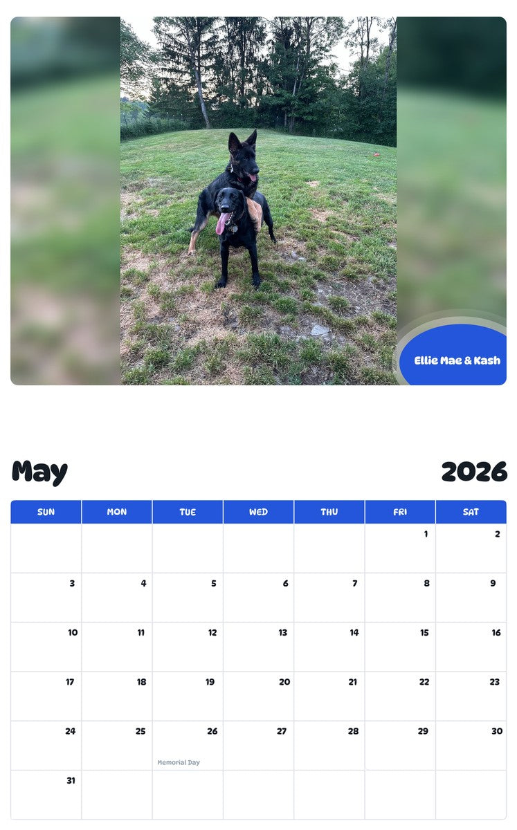 2026 - 2027 Ellie Mae & Kash - Pawidols Pet Calendar