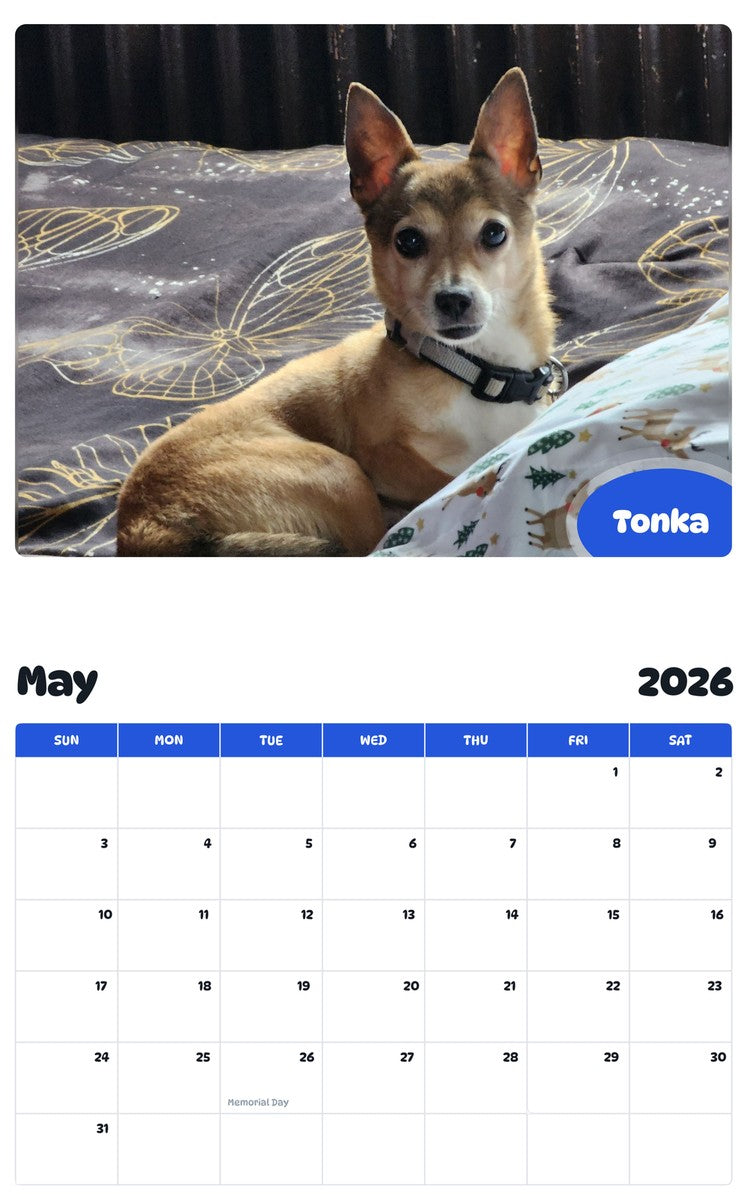 2026 - 2027 Tonka - Pawidols Pet Calendar