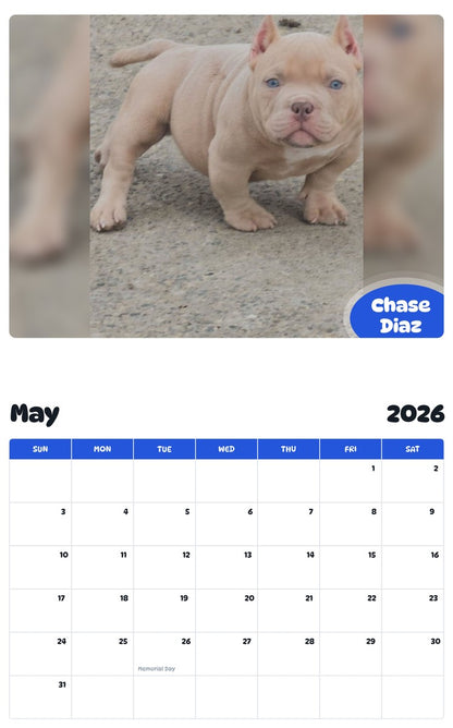 2026 - 2027 Chase Diaz - Pawidols Pet Calendar