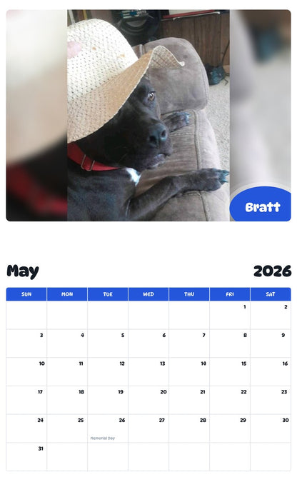 2026 - 2027 Bratt - Pawidols Pet Calendar