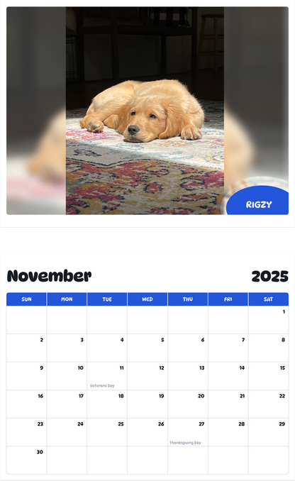 July 2025 - June 2026 Rigzy - Pawidols Pet Calendar