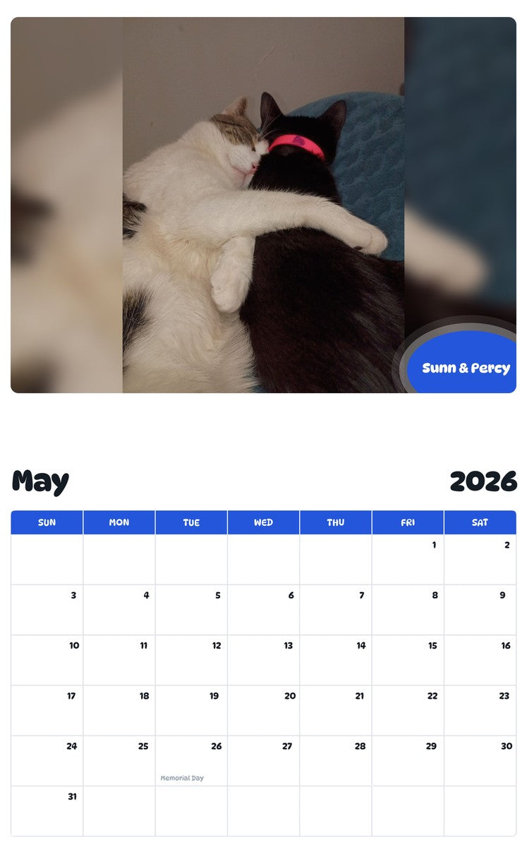 2026 - 2027 Sunn & Percy - Pawidols Pet Calendar