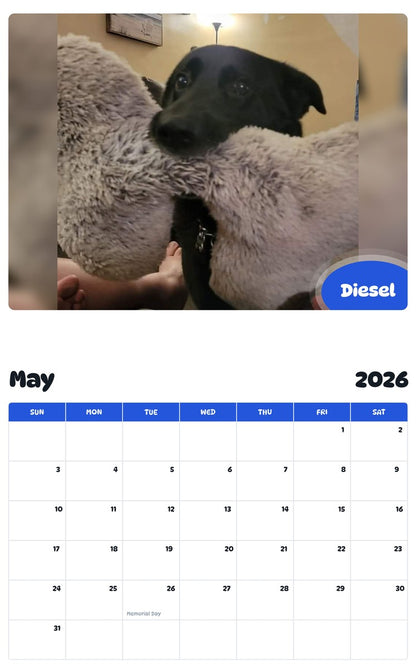 2026 - 2027 Diesel - Pawidols Pet Calendar
