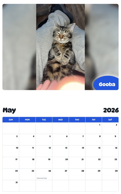 2026 - 2027 Gooba - Pawidols Pet Calendar