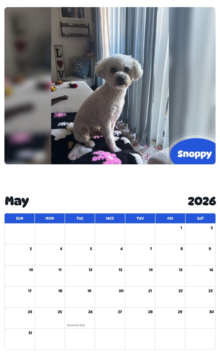 2026 - 2027 Snoppy - Pawidols Pet Calendar