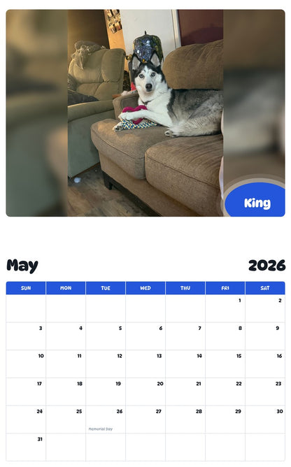 2026 - 2027 King - Pawidols Pet Calendar