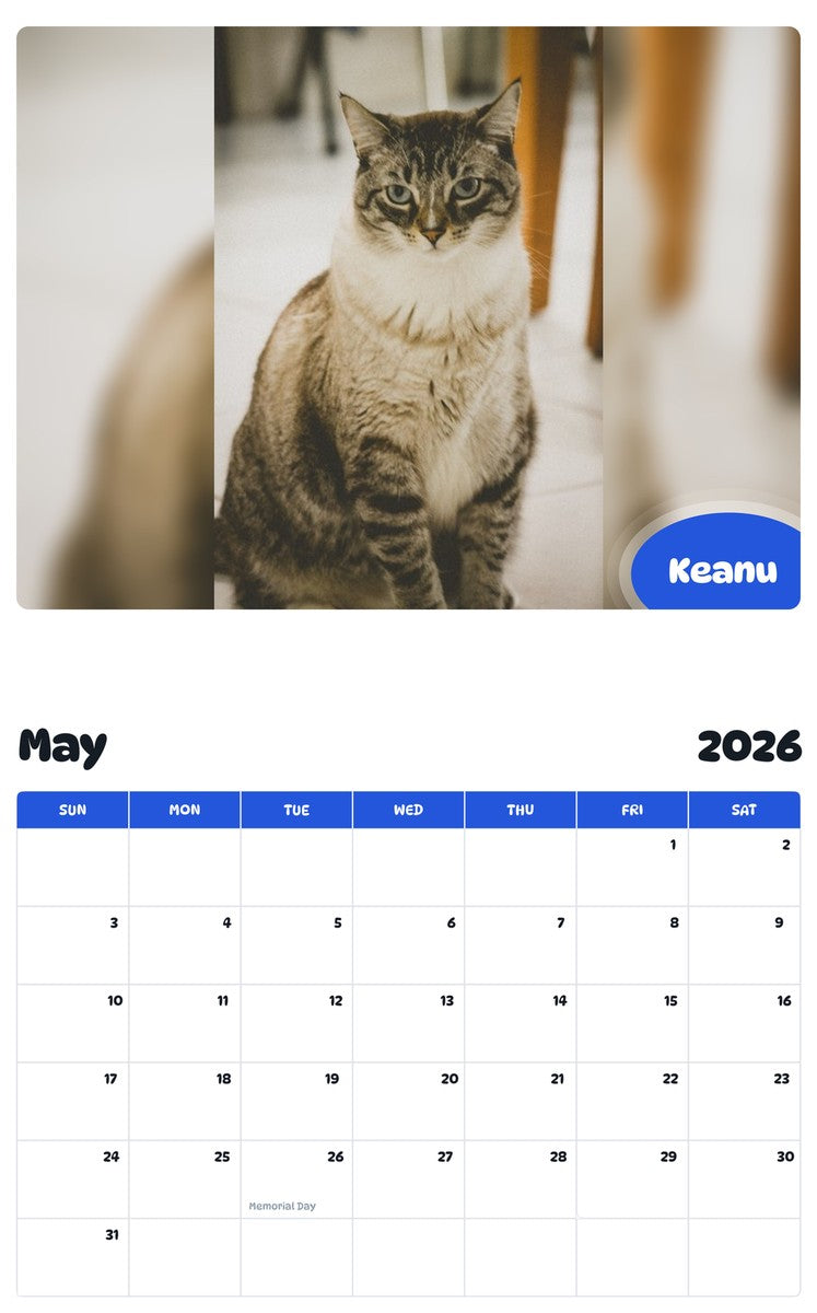 2026 - 2027 Keanu - Pawidols Pet Calendar