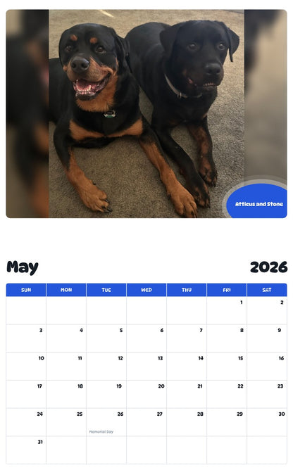 2026 - 2027 Atticus and Stone - Pawidols Pet Calendar